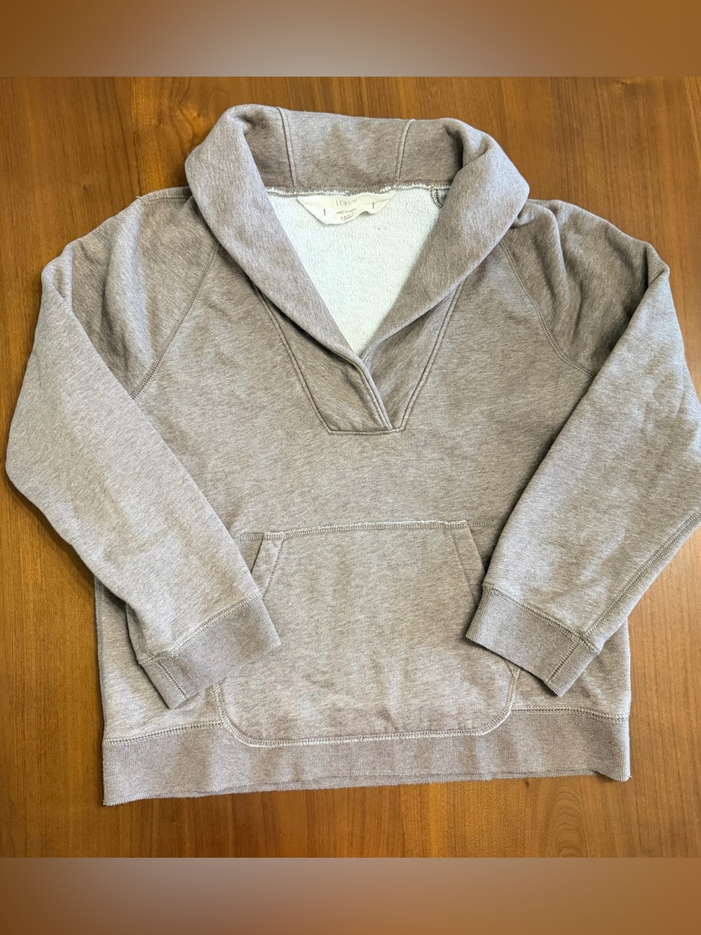 J. Crew Light Gray Shawl Collar Sweatshirt